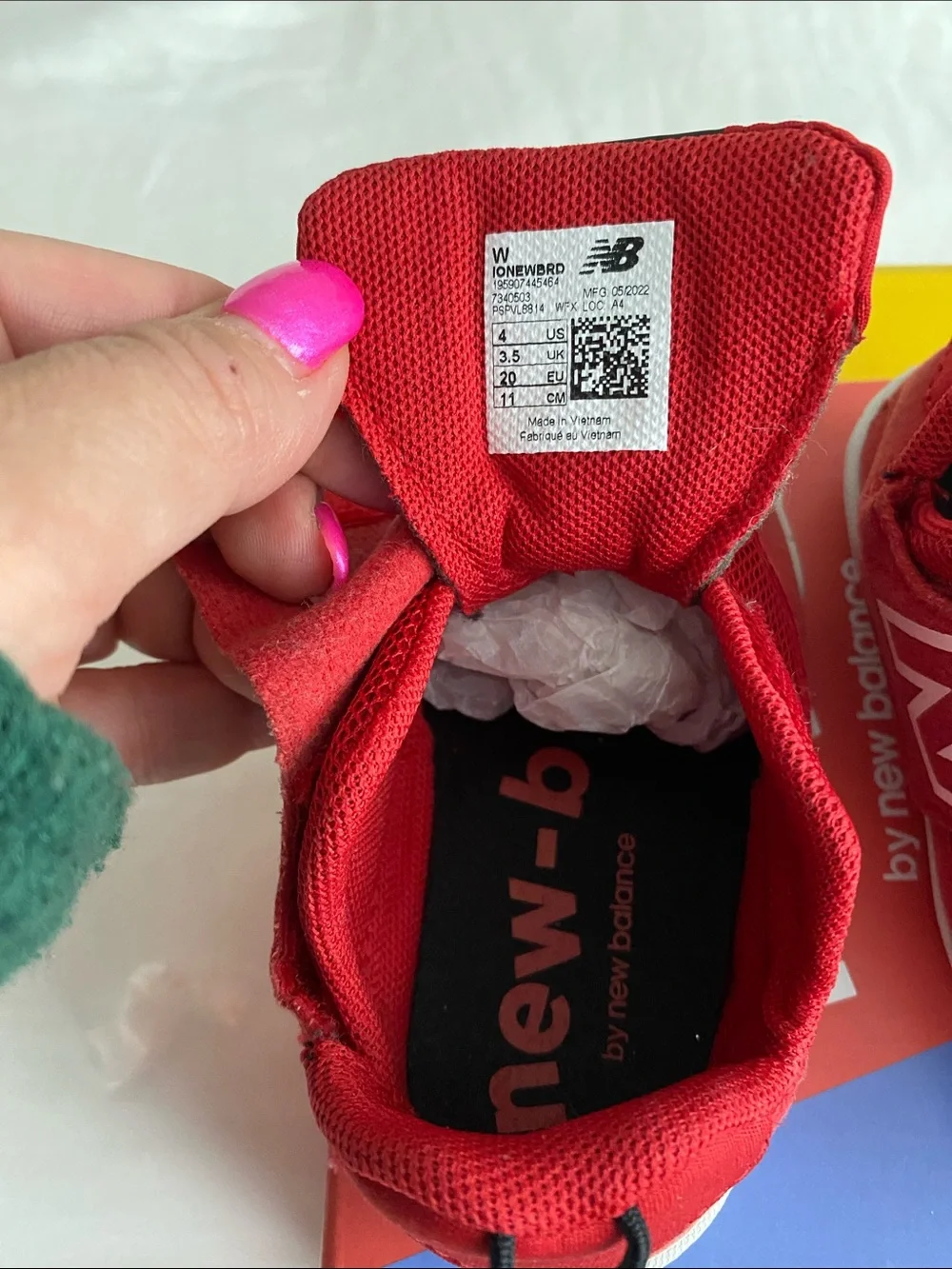 New Balance new-b Red Baby Sneakers with White Accents WIDE width
